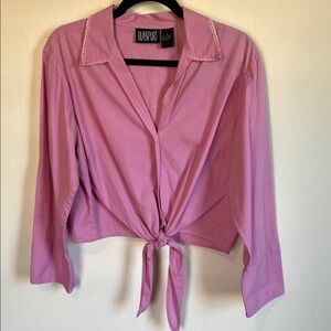 Blassport Large Lilac Tie Front Button Down